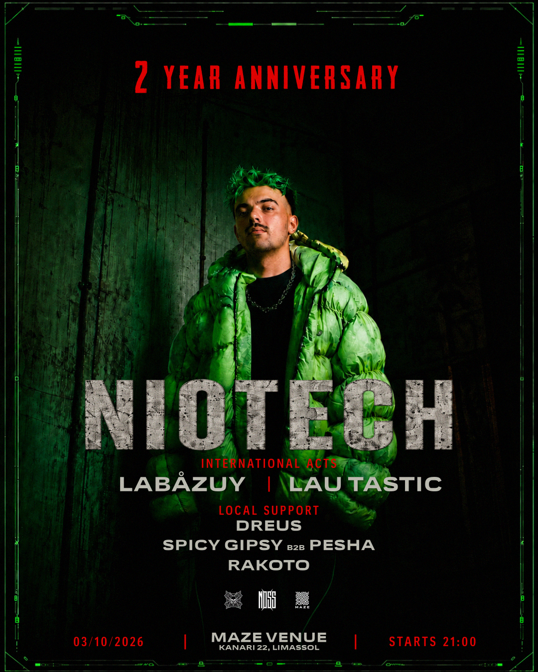 Delirium Chamber 2 Year Anniversary with Niotech at MAZE Venue